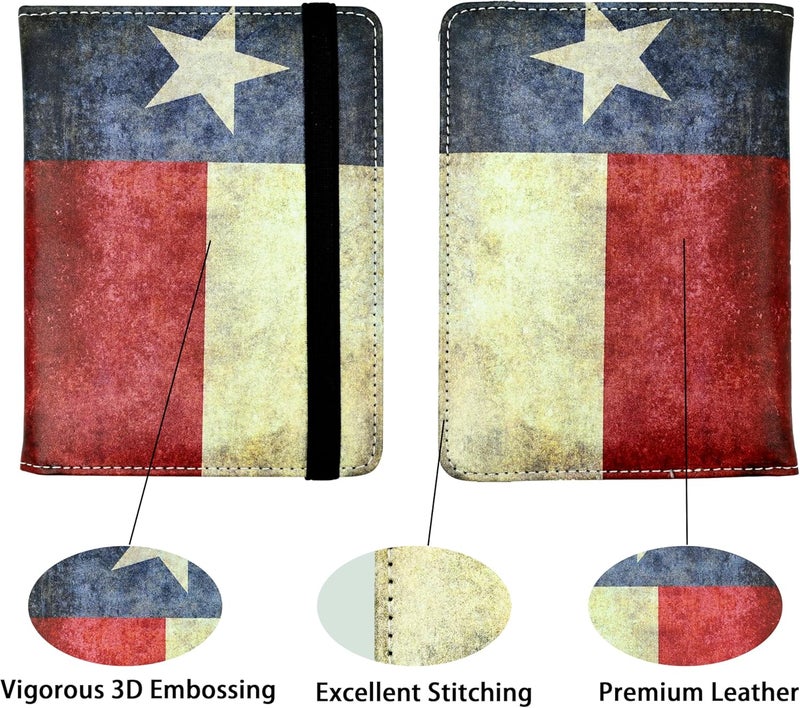 bassyil Texas Vintage Flag Passport Holder for Women and Men PU Leather Passport Cover for Travel - Image 2